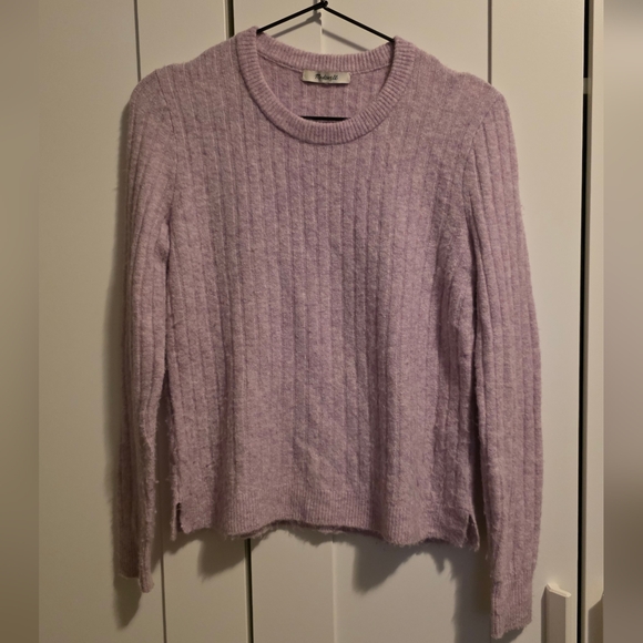 Madewell Bookend Sweater Merino Wool Blend Lilac Purple Crew Neck XS - Picture 2 of 7